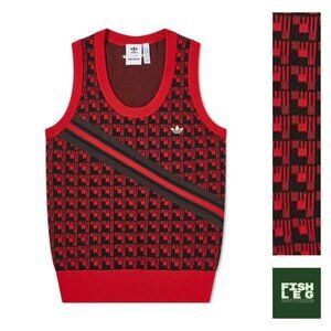 Wales Bonner x adidas | Stripe Knit Vest - Red & Black / Sz S